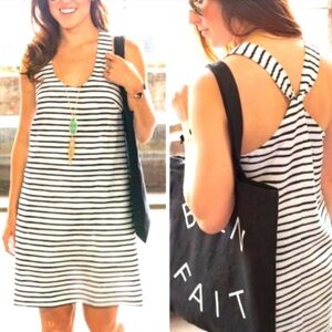 J. Crew Twist Back Abstract Stripe Summer Dress